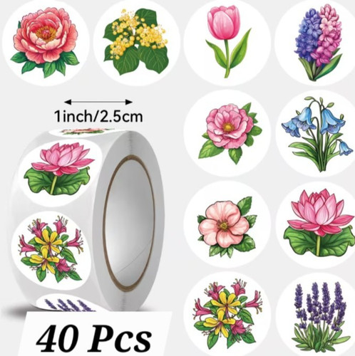 40x adesivi fiori floreali - adesivi,