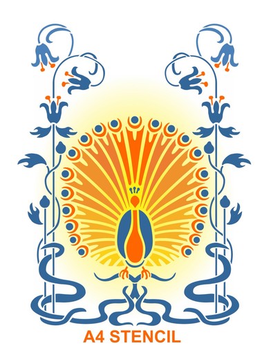 Art nouveau stencil pavone - art,