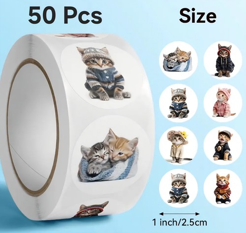 50x simpatici adesivi gattino