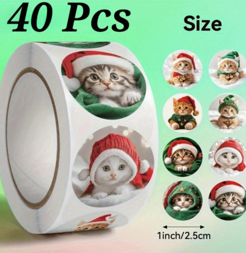 40x adesivi natale gatto - adesivi,