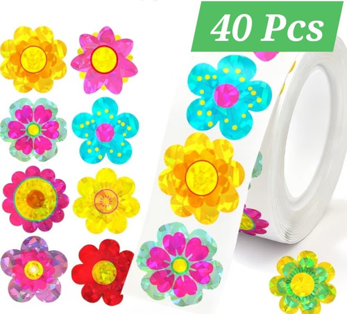 40x adesivi fiori foil - fiori,